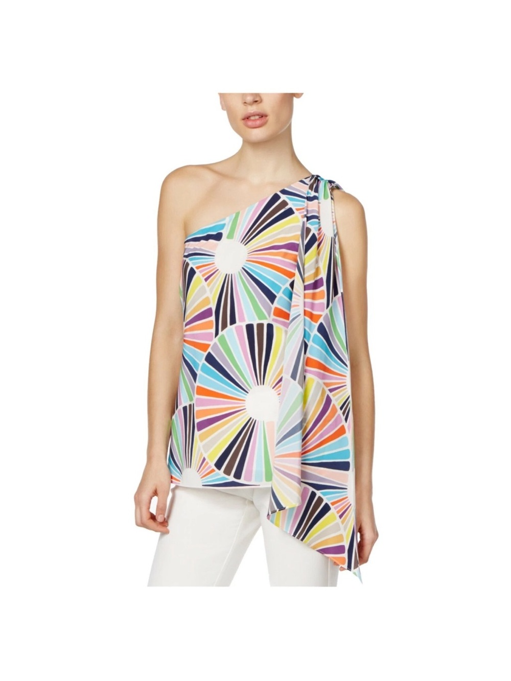 Trina Turk Ezmeralda One-Shoulder Silk Crepe Top Size Small